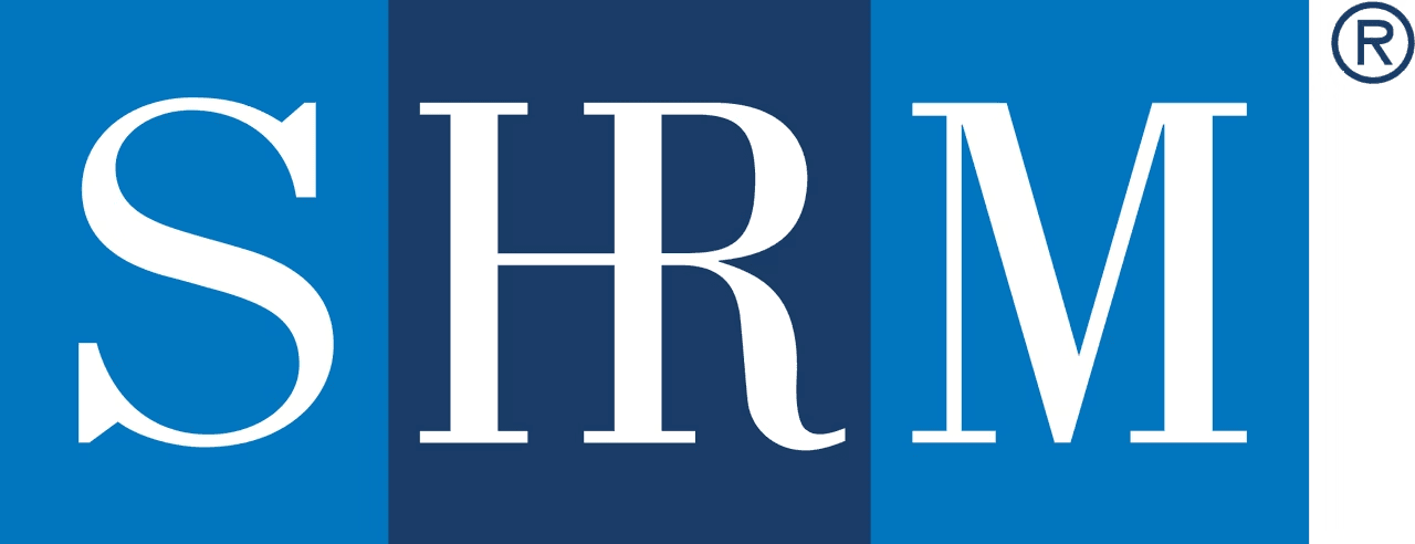 SHRM logo in blue and white
